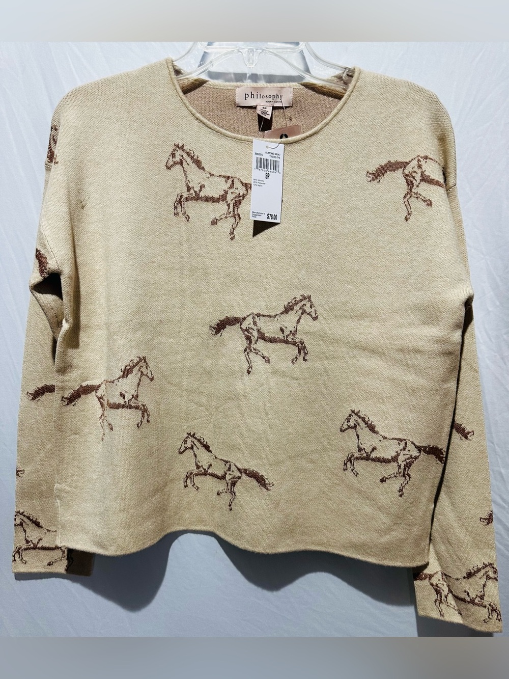 Philosophy Beige Sweater with Brown Horse Motif - Size SP